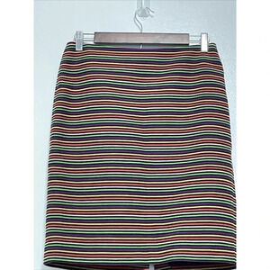 Talbots Ottoman Striped Pencil Skirt Womens 4P Petite Rainbow Straight